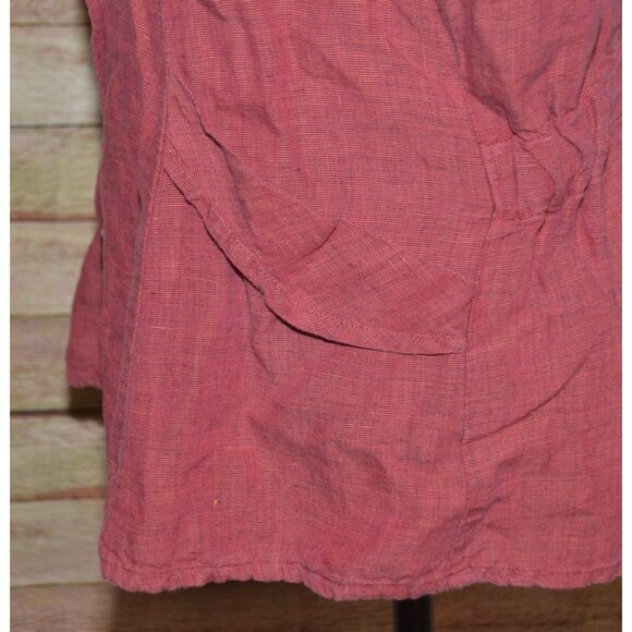 FLAX Button Up Linen Jacket Blouse Blazer Size M V-Neck Collared Pockets Career - Picture 6 of 9